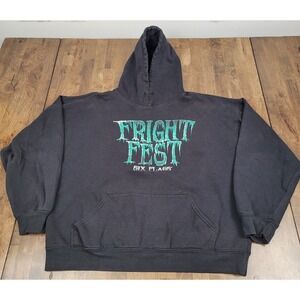 Six Flags Fright Fest Black Hoodie Sweatshirt Size XL 2010's